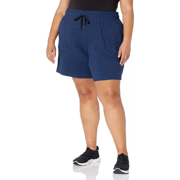 Amazon Essentials Womens Brushed Tech Stretch Short Available in Plus SizeNavy Space Dye