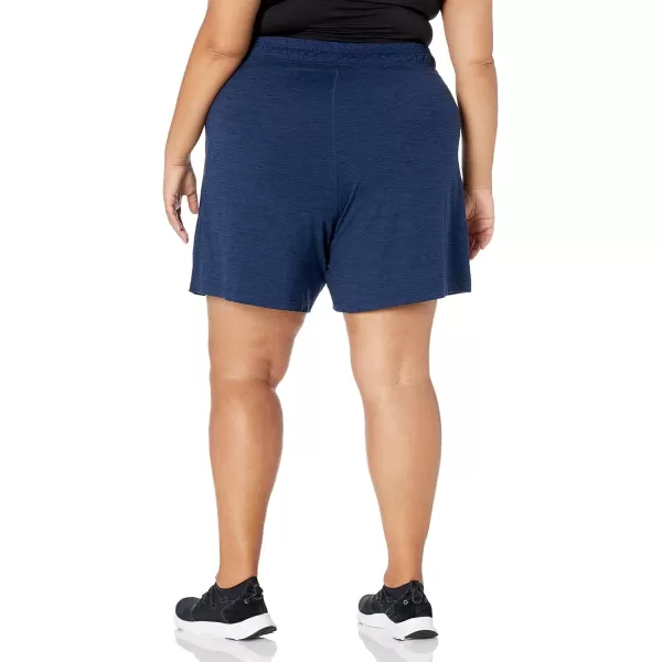 Amazon Essentials Womens Brushed Tech Stretch Short Available in Plus SizeNavy Space Dye