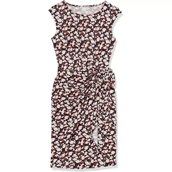 Amazon Essentials Womens Cap Sleeve BoatNeck Faux Wrap DressMulticolor Floral