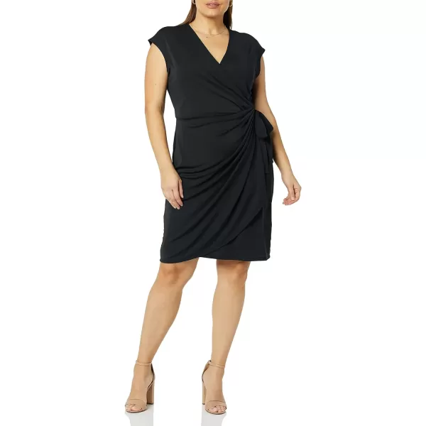 Amazon Essentials Womens Classic Cap Sleeve Wrap Dress Available in Plus SizeBlack