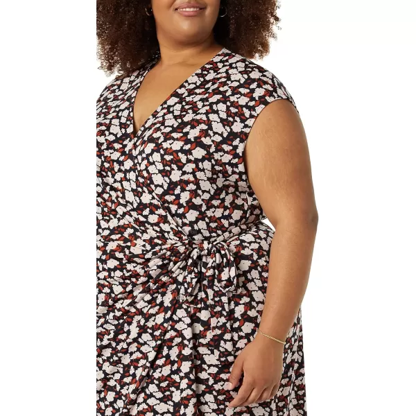 Amazon Essentials Womens Classic Cap Sleeve Wrap Dress Available in Plus SizeBlack Floral