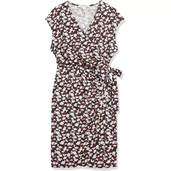 Amazon Essentials Womens Classic Cap Sleeve Wrap Dress Available in Plus SizeBlack Floral