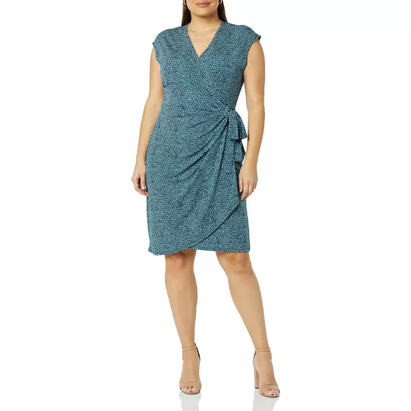 Amazon Essentials Womens Classic Cap Sleeve Wrap Dress Available in Plus SizeBlue Daisy