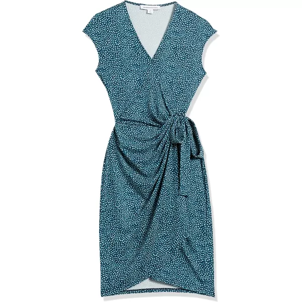 Amazon Essentials Womens Classic Cap Sleeve Wrap Dress Available in Plus SizeBlue Daisy