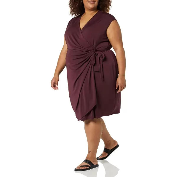 Amazon Essentials Womens Classic Cap Sleeve Wrap Dress Available in Plus SizeBurgundy