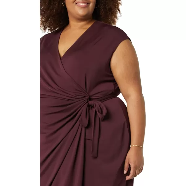 Amazon Essentials Womens Classic Cap Sleeve Wrap Dress Available in Plus SizeBurgundy