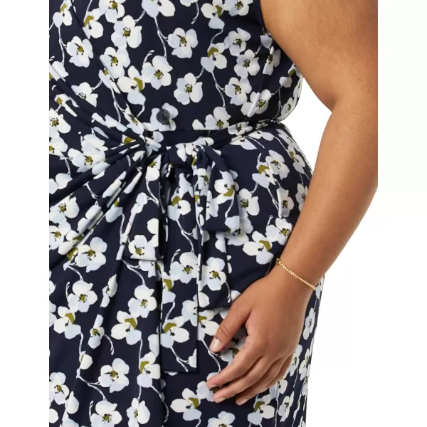 Amazon Essentials Womens Classic Cap Sleeve Wrap Dress Available in Plus SizeNavy Flowers