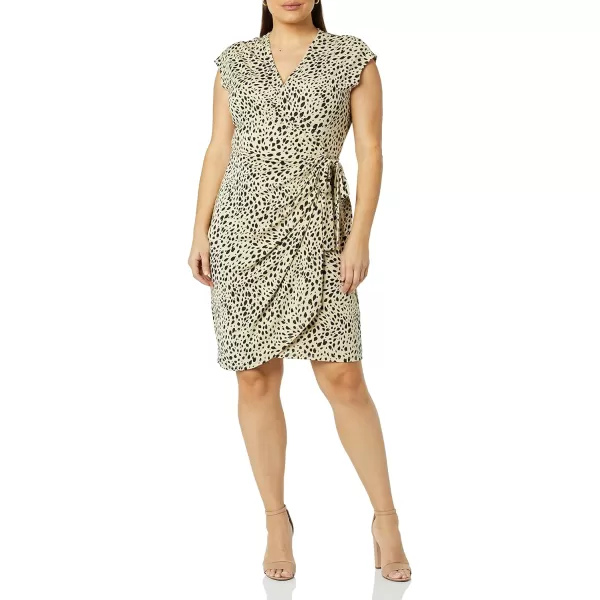 Amazon Essentials Womens Classic Cap Sleeve Wrap Dress Available in Plus SizeTan Animal Print