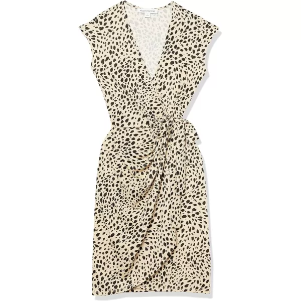 Amazon Essentials Womens Classic Cap Sleeve Wrap Dress Available in Plus SizeTan Animal Print