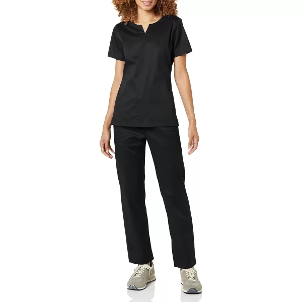 Amazon Essentials Womens Classic Fit Split Neck Crew Scrub Top Available in Plus SizeBlack