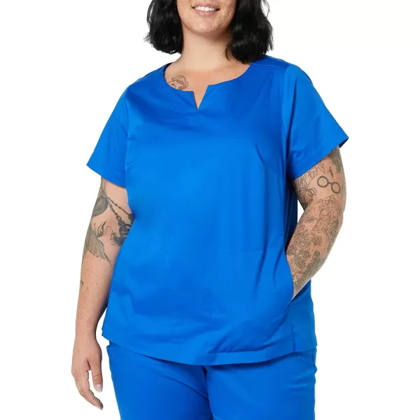 Amazon Essentials Womens Classic Fit Split Neck Crew Scrub Top Available in Plus SizeBlue