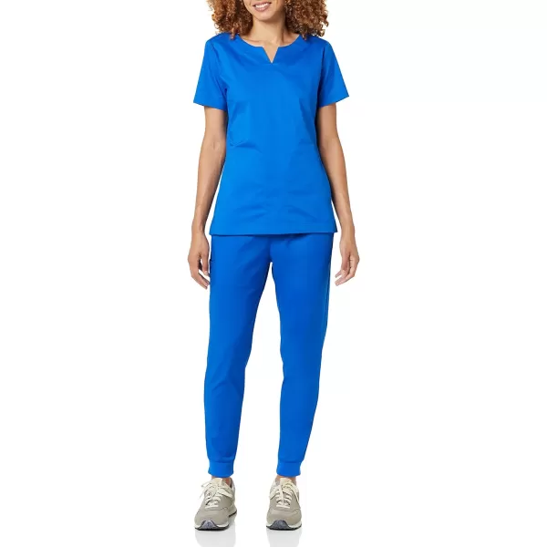 Amazon Essentials Womens Classic Fit Split Neck Crew Scrub Top Available in Plus SizeBlue