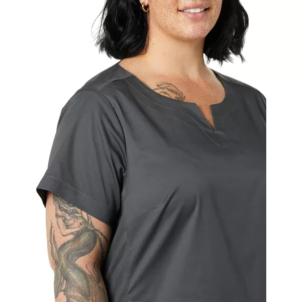 Amazon Essentials Womens Classic Fit Split Neck Crew Scrub Top Available in Plus SizeCharcoal