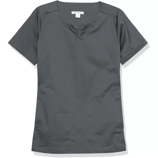 Amazon Essentials Womens Classic Fit Split Neck Crew Scrub Top Available in Plus SizeCharcoal