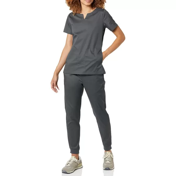 Amazon Essentials Womens Classic Fit Split Neck Crew Scrub Top Available in Plus SizeCharcoal