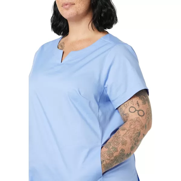 Amazon Essentials Womens Classic Fit Split Neck Crew Scrub Top Available in Plus SizeCornflower Blue