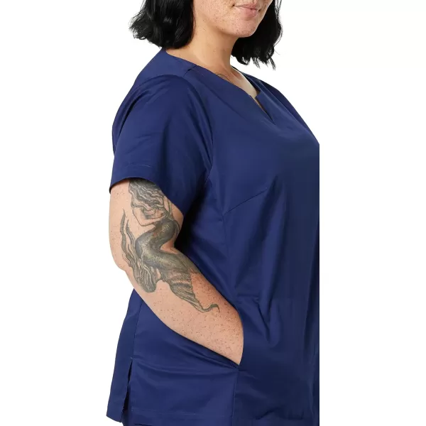 Amazon Essentials Womens Classic Fit Split Neck Crew Scrub Top Available in Plus SizeDark Blue