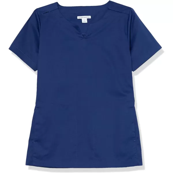 Amazon Essentials Womens Classic Fit Split Neck Crew Scrub Top Available in Plus SizeDark Blue