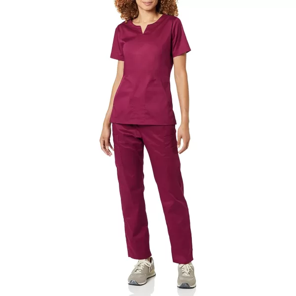 Amazon Essentials Womens Classic Fit Split Neck Crew Scrub Top Available in Plus SizePlum