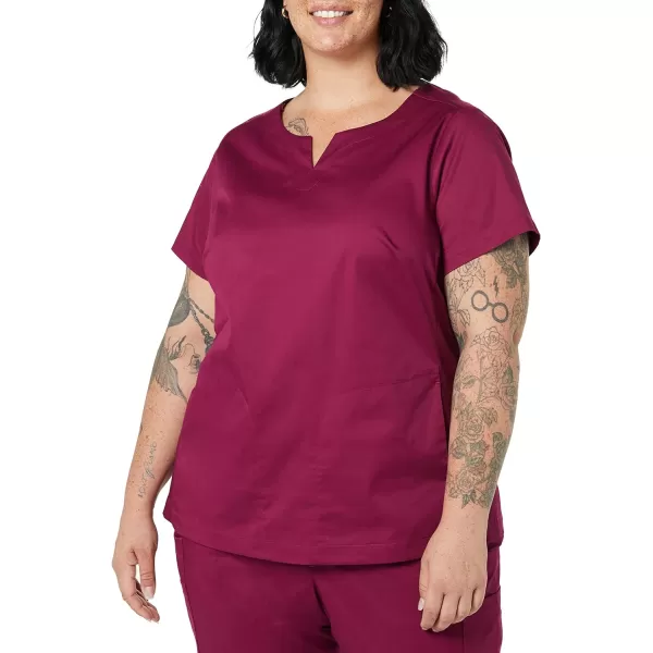 Amazon Essentials Womens Classic Fit Split Neck Crew Scrub Top Available in Plus SizePlum