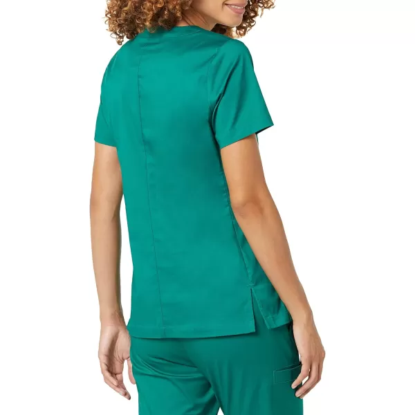 Amazon Essentials Womens Classic Fit Split Neck Crew Scrub Top Available in Plus SizeTeal Green