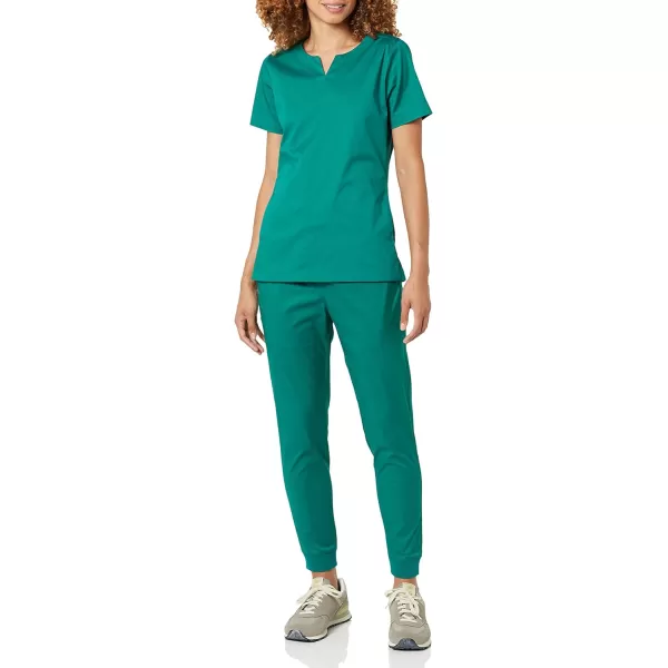 Amazon Essentials Womens Classic Fit Split Neck Crew Scrub Top Available in Plus SizeTeal Green