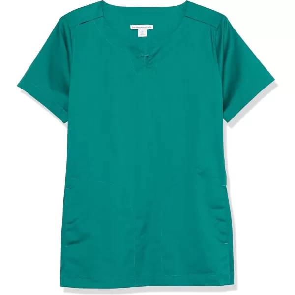 Amazon Essentials Womens Classic Fit Split Neck Crew Scrub Top Available in Plus SizeTeal Green