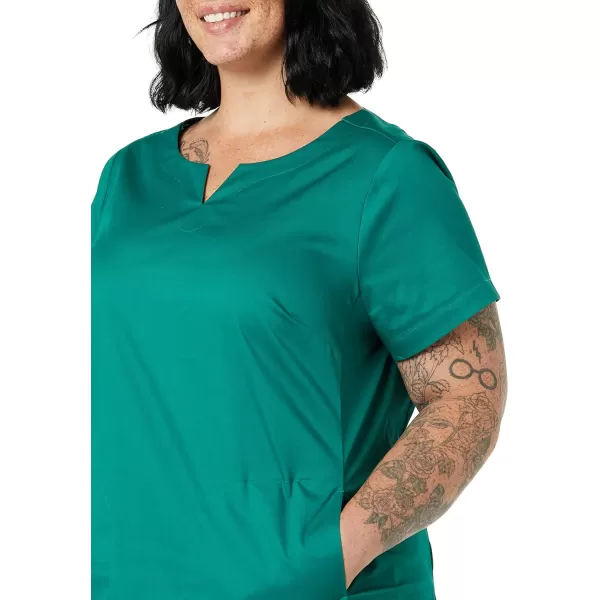 Amazon Essentials Womens Classic Fit Split Neck Crew Scrub Top Available in Plus SizeTeal Green