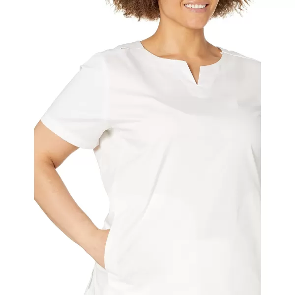 Amazon Essentials Womens Classic Fit Split Neck Crew Scrub Top Available in Plus SizeWhite