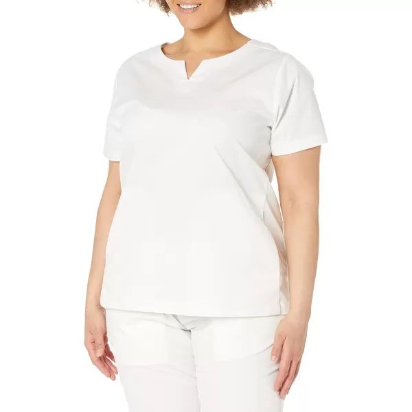 Amazon Essentials Womens Classic Fit Split Neck Crew Scrub Top Available in Plus SizeWhite