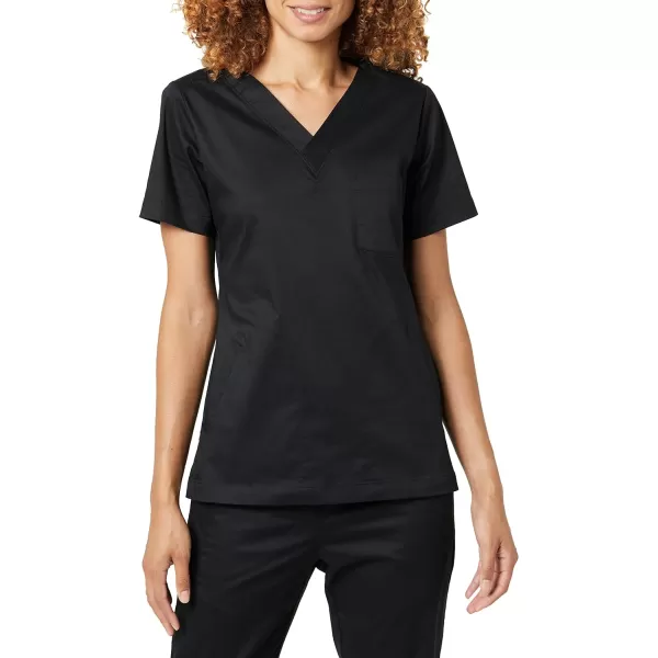 Amazon Essentials Womens Classic Fit VNeck Short Sleeve Scrub Top Available in Plus SizeBlack