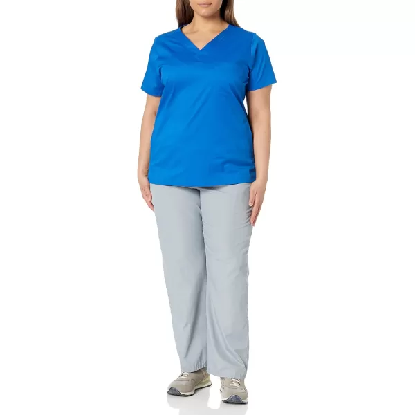 Amazon Essentials Womens Classic Fit VNeck Short Sleeve Scrub Top Available in Plus SizeBlue