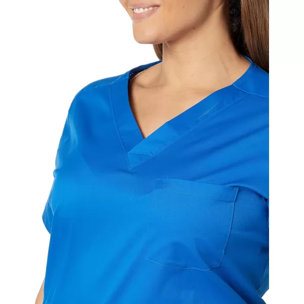 Amazon Essentials Womens Classic Fit VNeck Short Sleeve Scrub Top Available in Plus SizeBlue