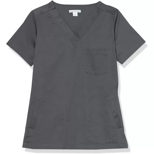 Amazon Essentials Womens Classic Fit VNeck Short Sleeve Scrub Top Available in Plus SizeCharcoal