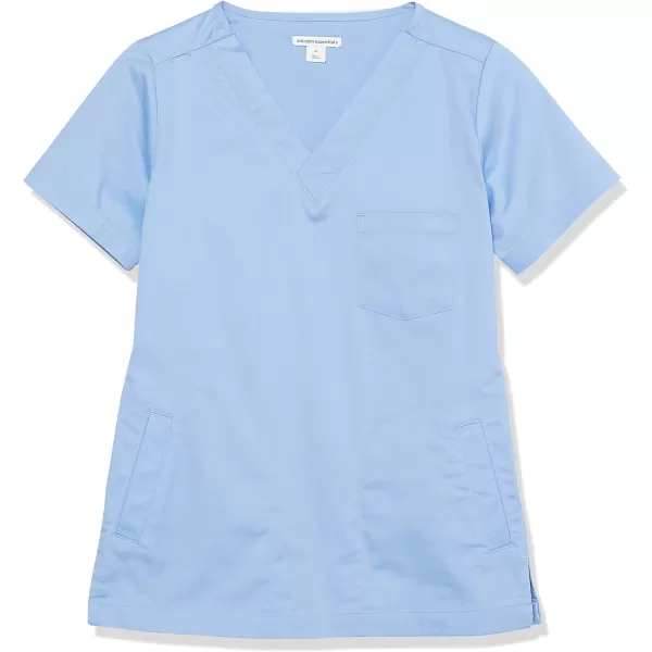 Amazon Essentials Womens Classic Fit VNeck Short Sleeve Scrub Top Available in Plus SizeCornflower Blue