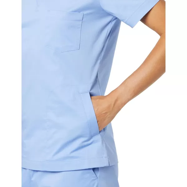 Amazon Essentials Womens Classic Fit VNeck Short Sleeve Scrub Top Available in Plus SizeCornflower Blue