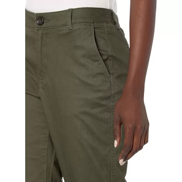 Amazon Essentials Womens Classic StraightFit Stretch Twill Chino PantDark Olive