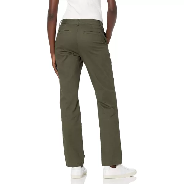 Amazon Essentials Womens Classic StraightFit Stretch Twill Chino PantDark Olive