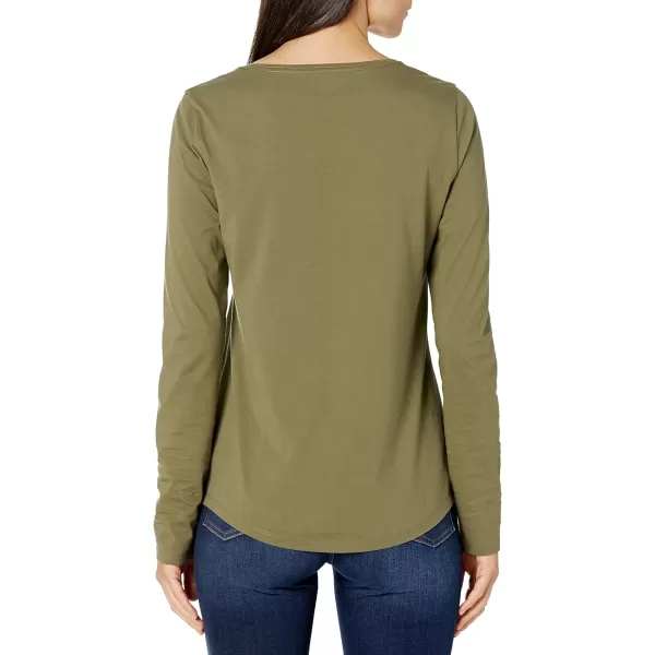 Amazon Essentials Womens ClassicFit 100 Cotton LongSleeve Crewneck TShirtOlive