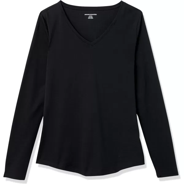 Amazon Essentials Womens ClassicFit 100 Cotton LongSleeve VNeck TShirtBlack