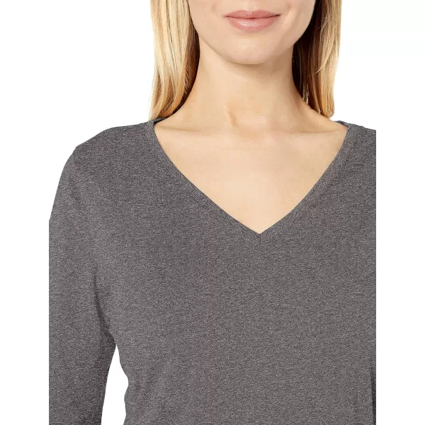 Amazon Essentials Womens ClassicFit 100 Cotton LongSleeve VNeck TShirtCharcoal Heather