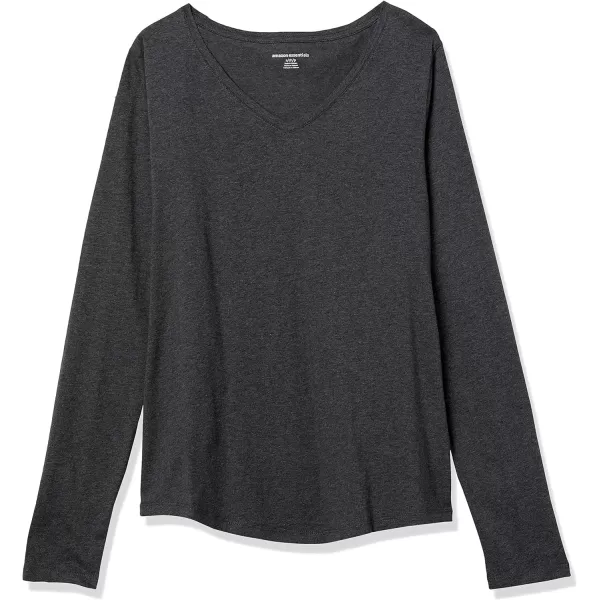 Amazon Essentials Womens ClassicFit 100 Cotton LongSleeve VNeck TShirtCharcoal Heather