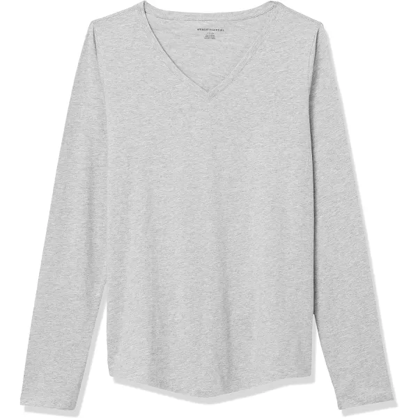 Amazon Essentials Womens ClassicFit 100 Cotton LongSleeve VNeck TShirtLight Grey Heather