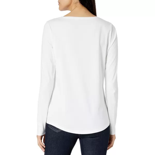 Amazon Essentials Womens ClassicFit 100 Cotton LongSleeve VNeck TShirtWhite