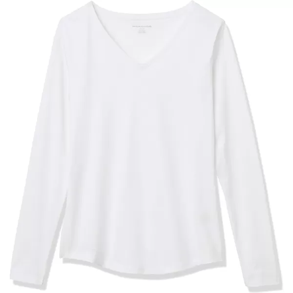 Amazon Essentials Womens ClassicFit 100 Cotton LongSleeve VNeck TShirtWhite