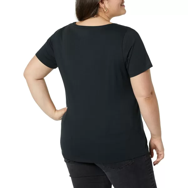 Amazon Essentials Womens ClassicFit 100 Cotton ShortSleeve Crewneck TShirt Available in Plus Size Pack of 2Black