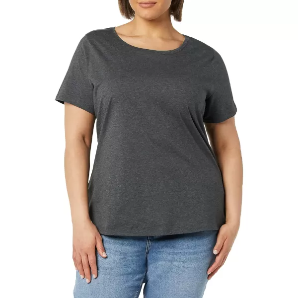 Amazon Essentials Womens ClassicFit 100 Cotton ShortSleeve Crewneck TShirt Available in Plus Size Pack of 2BlackCharcoal Heather