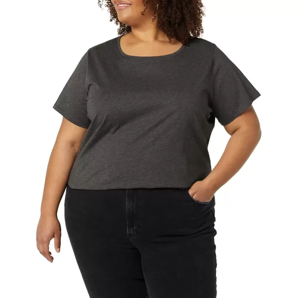 Amazon Essentials Womens ClassicFit 100 Cotton ShortSleeve Crewneck TShirt Available in Plus Size Pack of 2BlackCharcoal Heather