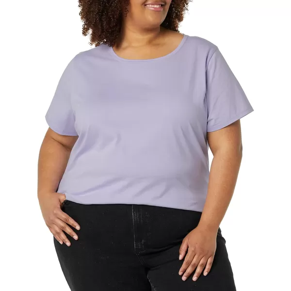 Amazon Essentials Womens ClassicFit 100 Cotton ShortSleeve Crewneck TShirt Available in Plus Size Pack of 2BlackLavender