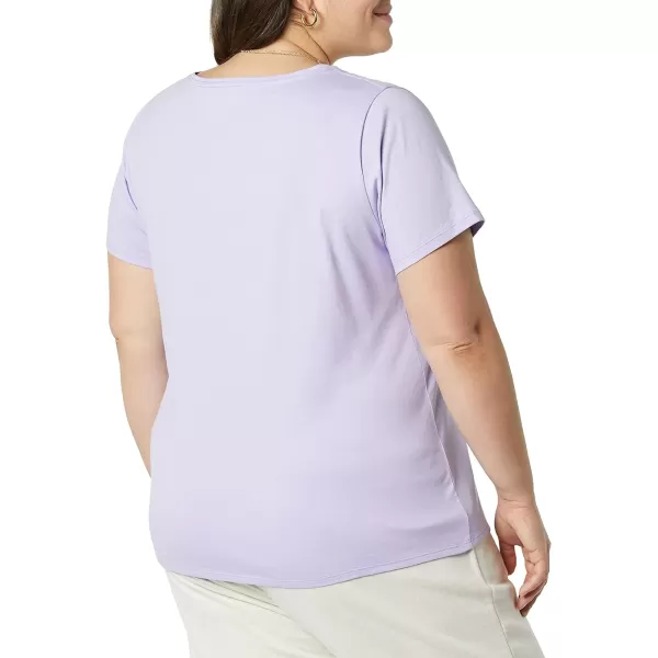 Amazon Essentials Womens ClassicFit 100 Cotton ShortSleeve Crewneck TShirt Available in Plus Size Pack of 2BlackLavender